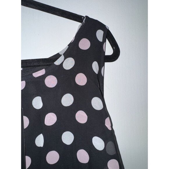 Polka Dot Sleeveless Black & Blush Dress By Robert Louis Size XL - Picture 4 of 7